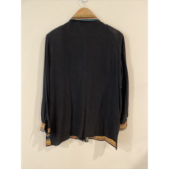 VTG Diane Gilman Size 1X Button Up Silk Blouse in Geometric print design - Picture 6 of 10